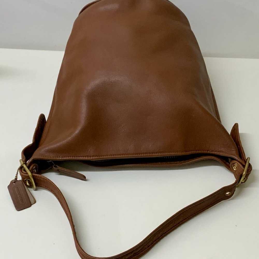 Vintage British Brown Leather Coach Bucket Bag - image 6