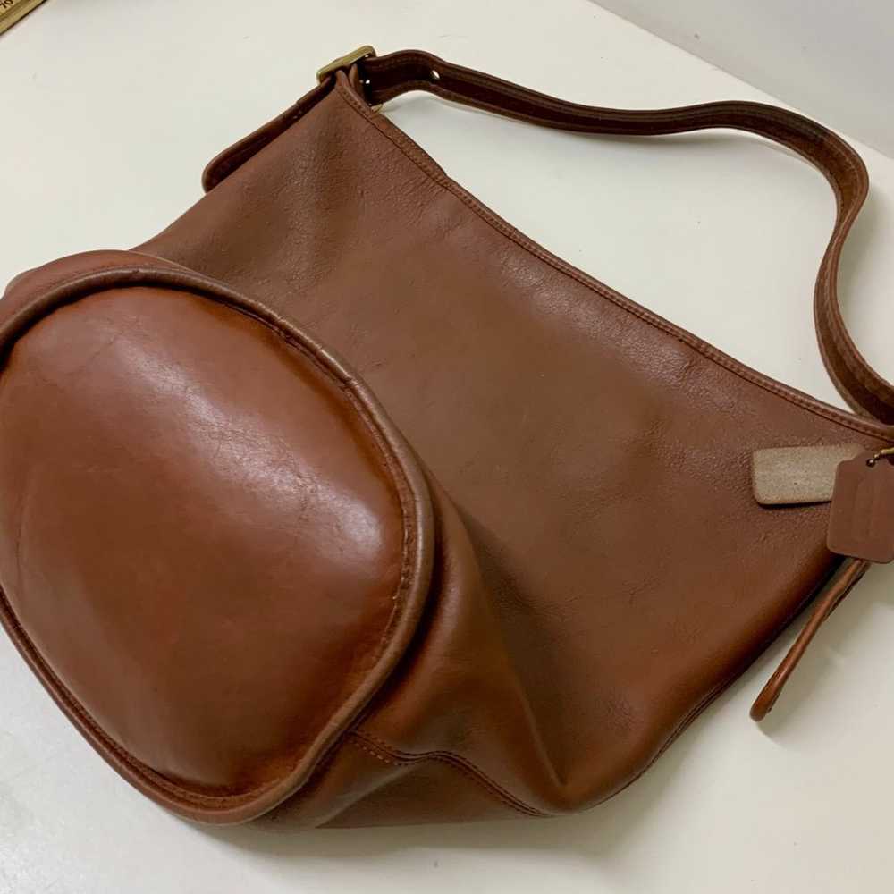 Vintage British Brown Leather Coach Bucket Bag - image 7