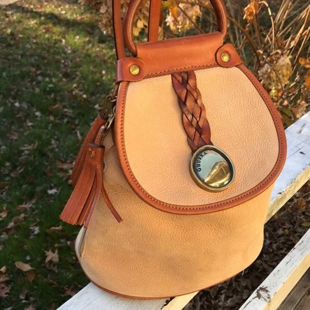 Ghurka Tan Suede and Brown Leather Strap Mini Bac… - image 2