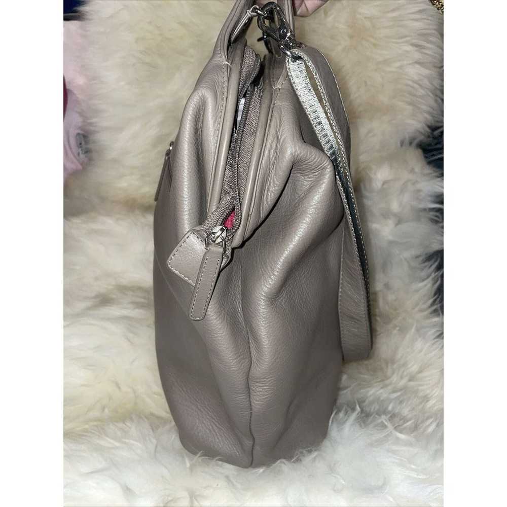 Delsey Taupe Gray Leather Tote made in Paris Shou… - image 2