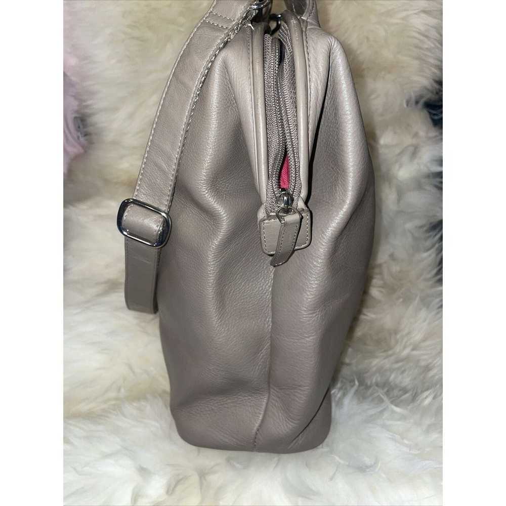 Delsey Taupe Gray Leather Tote made in Paris Shou… - image 4