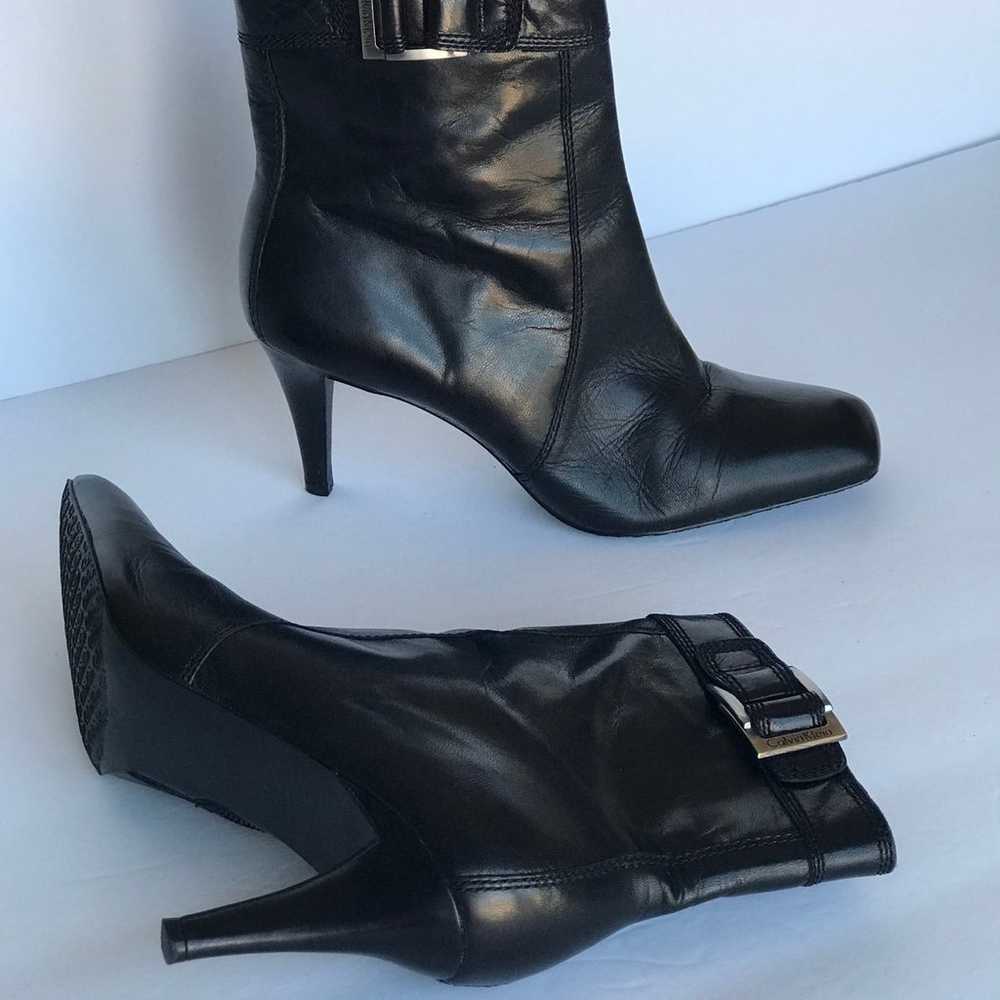 Calvin Klein Black Square Toe Booties Ankle Boots… - image 1