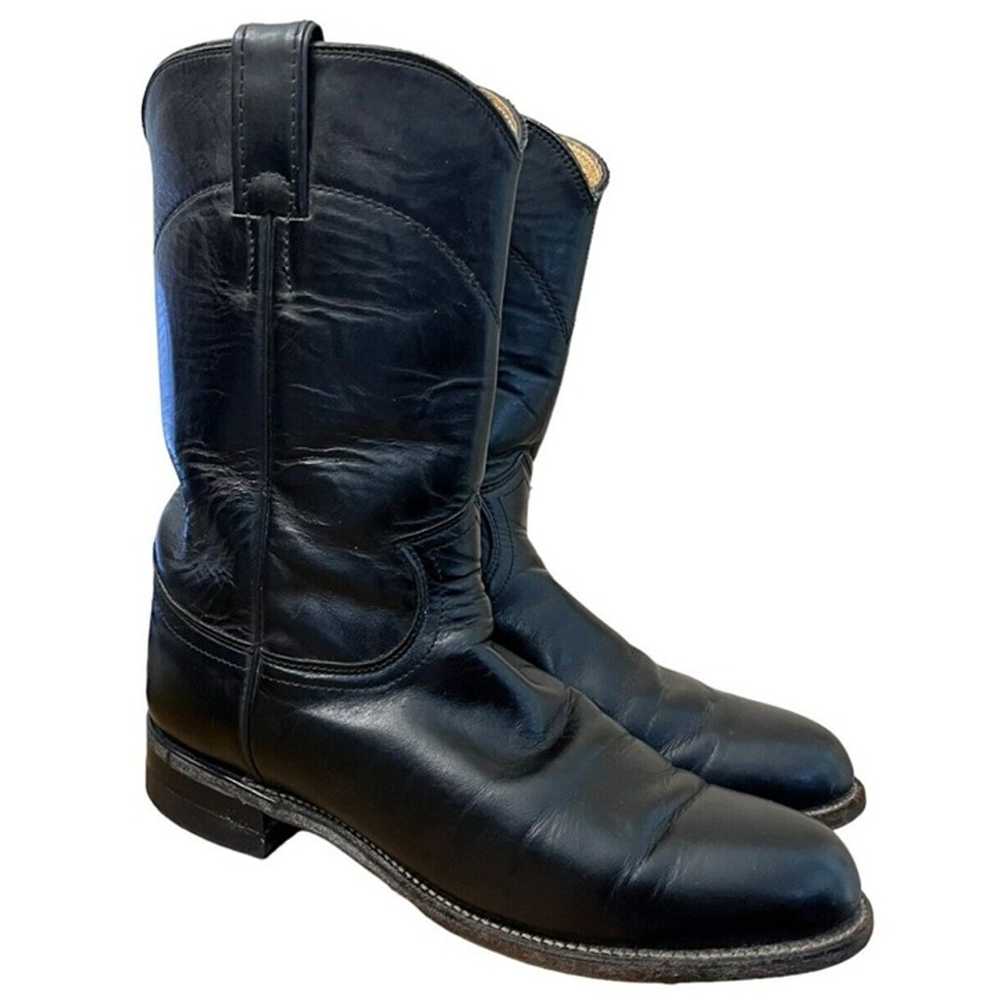 Justin Women's 7.5 Black Leather Cowboy Boots Cal… - image 1