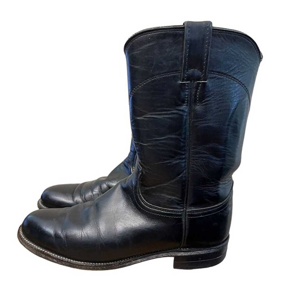 Justin Women's 7.5 Black Leather Cowboy Boots Cal… - image 2