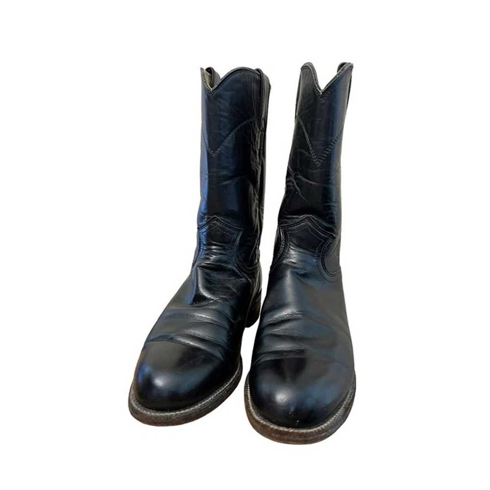 Justin Women's 7.5 Black Leather Cowboy Boots Cal… - image 3