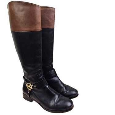 Michael Kors Black And Brown Leather Riding Boots… - image 1