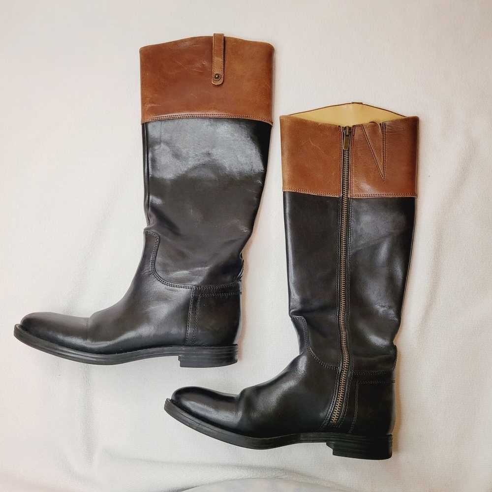 Enzo Angiolini black and brown tall leather ridin… - image 1