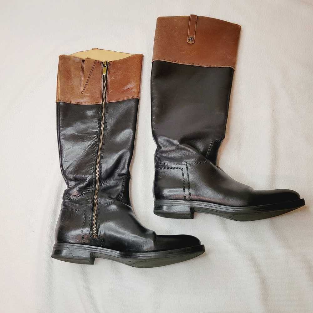 Enzo Angiolini black and brown tall leather ridin… - image 2