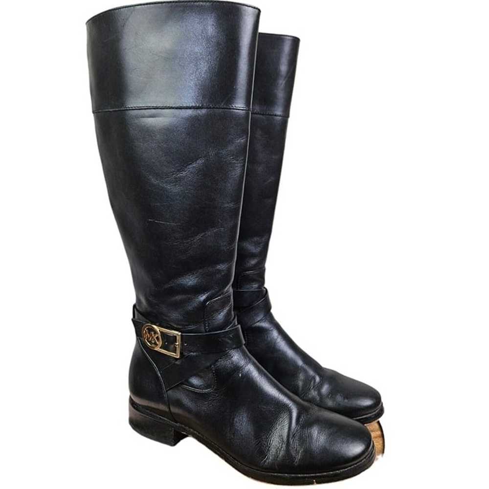 Michael Kors Fulton Harness Riding Boots Black Le… - image 1
