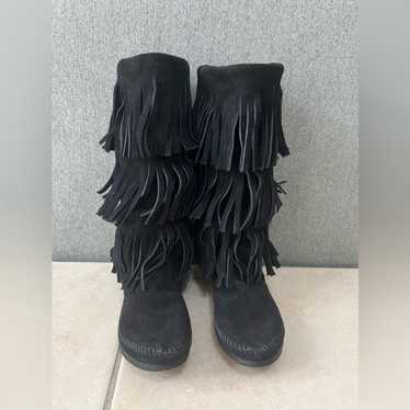 MINNETONKA 3 LAYERS FRINGE  SUEDE LEATHER BOOTS