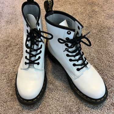 White Dr Martens Combat Boots