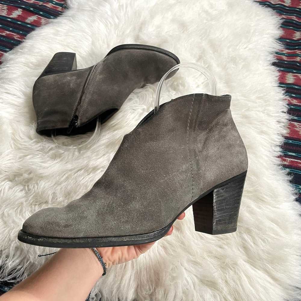 Paul Green Gray Suede Leather Heeled Ankle Bootie… - image 1