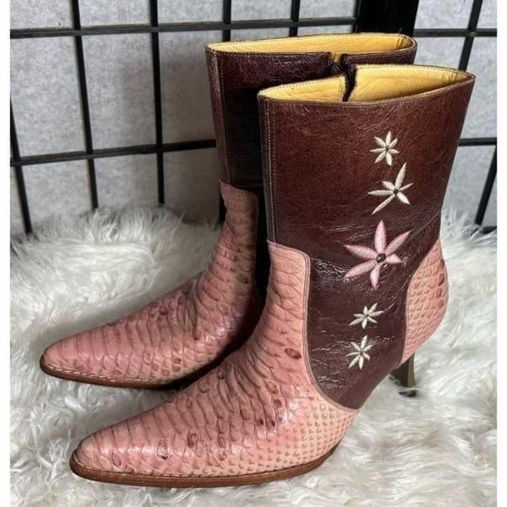 El Canelo Pink:Brown Floral Print Cowboy Heeled B… - image 2