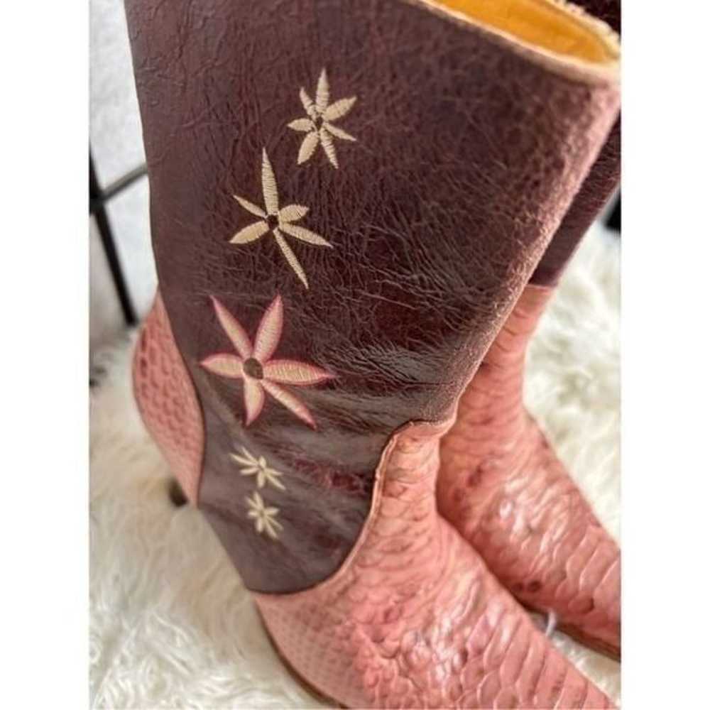 El Canelo Pink:Brown Floral Print Cowboy Heeled B… - image 7