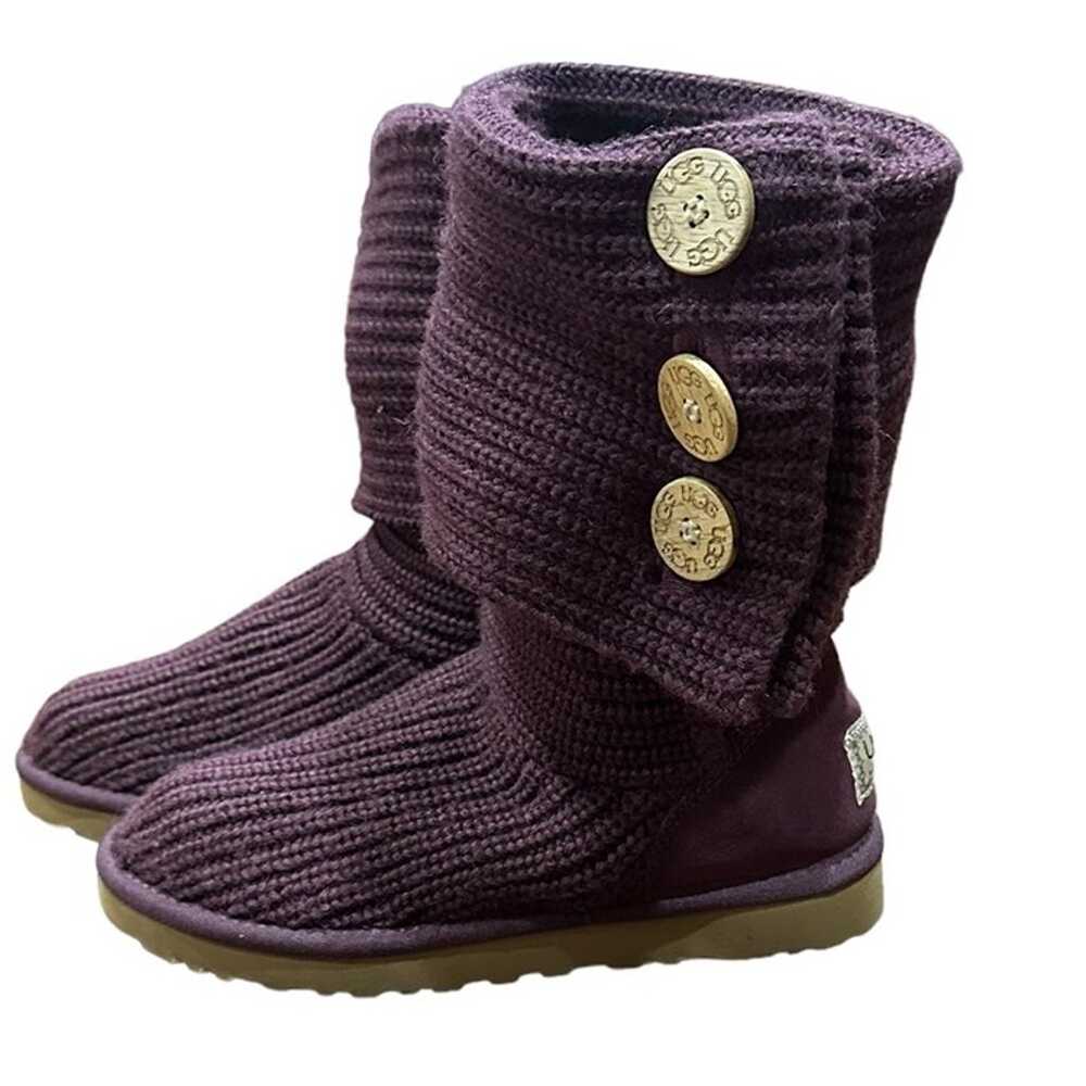UGG #5819 Classic Cardi Purple Cabled Knit Boots … - image 3