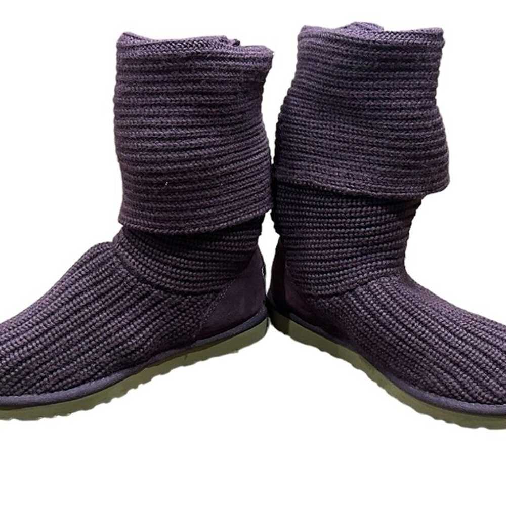 UGG #5819 Classic Cardi Purple Cabled Knit Boots … - image 9