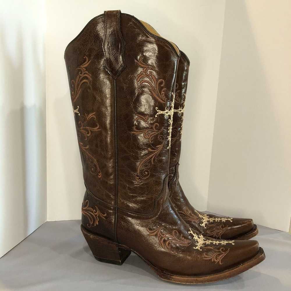 Circle G By Corral Cowgirl Boots Brown 10M Leathe… - image 1