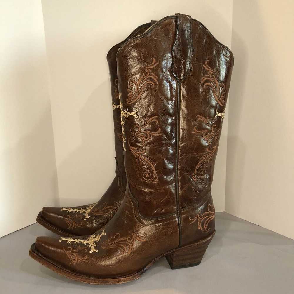 Circle G By Corral Cowgirl Boots Brown 10M Leathe… - image 2
