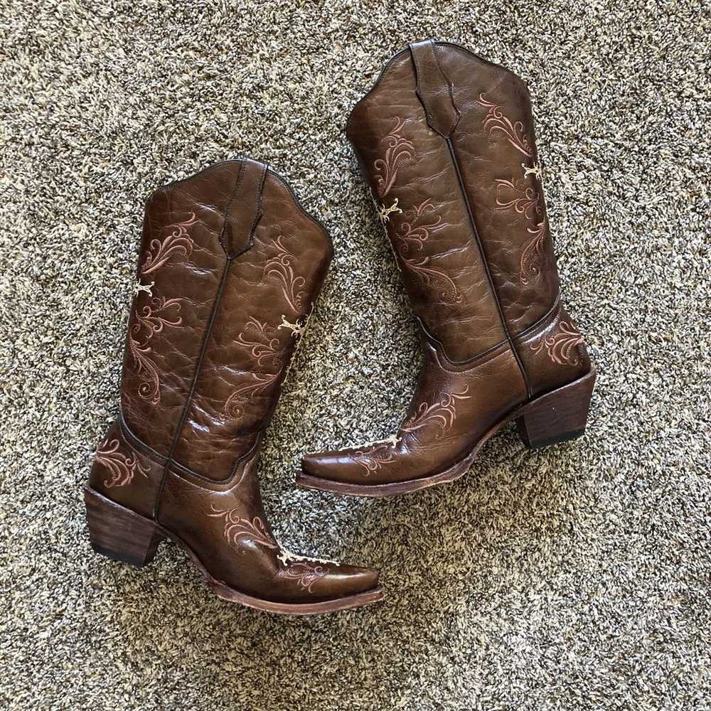 Circle G By Corral Cowgirl Boots Brown 10M Leathe… - image 8