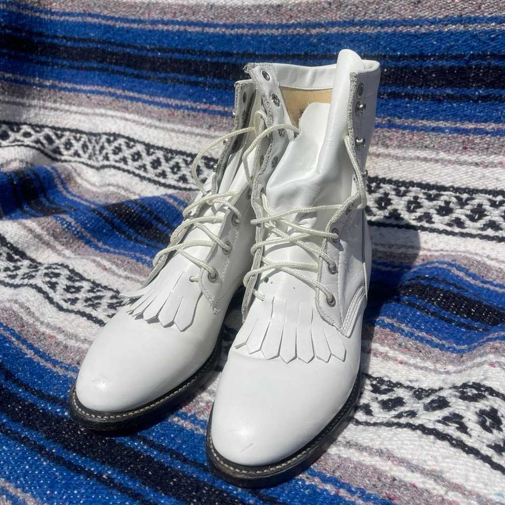 Vintage Justin roper boots, white, 6B - image 1