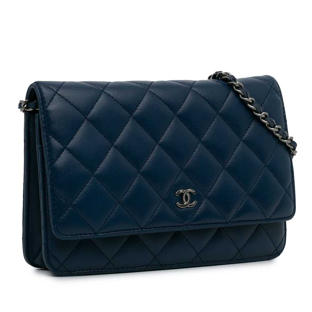 Blue Chanel Classic Lambskin Wallet on Chain Cros… - image 2