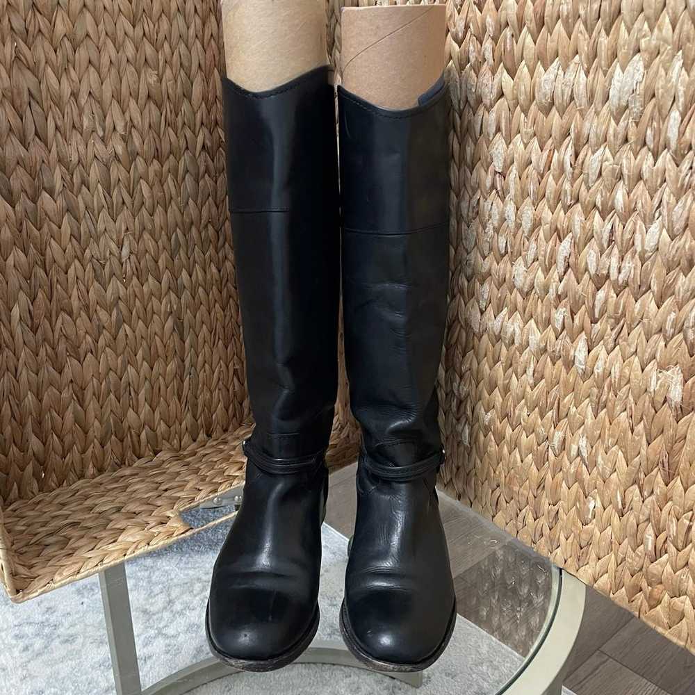 Frye Melissa Seam Black Tall Black Leather Boots - image 2