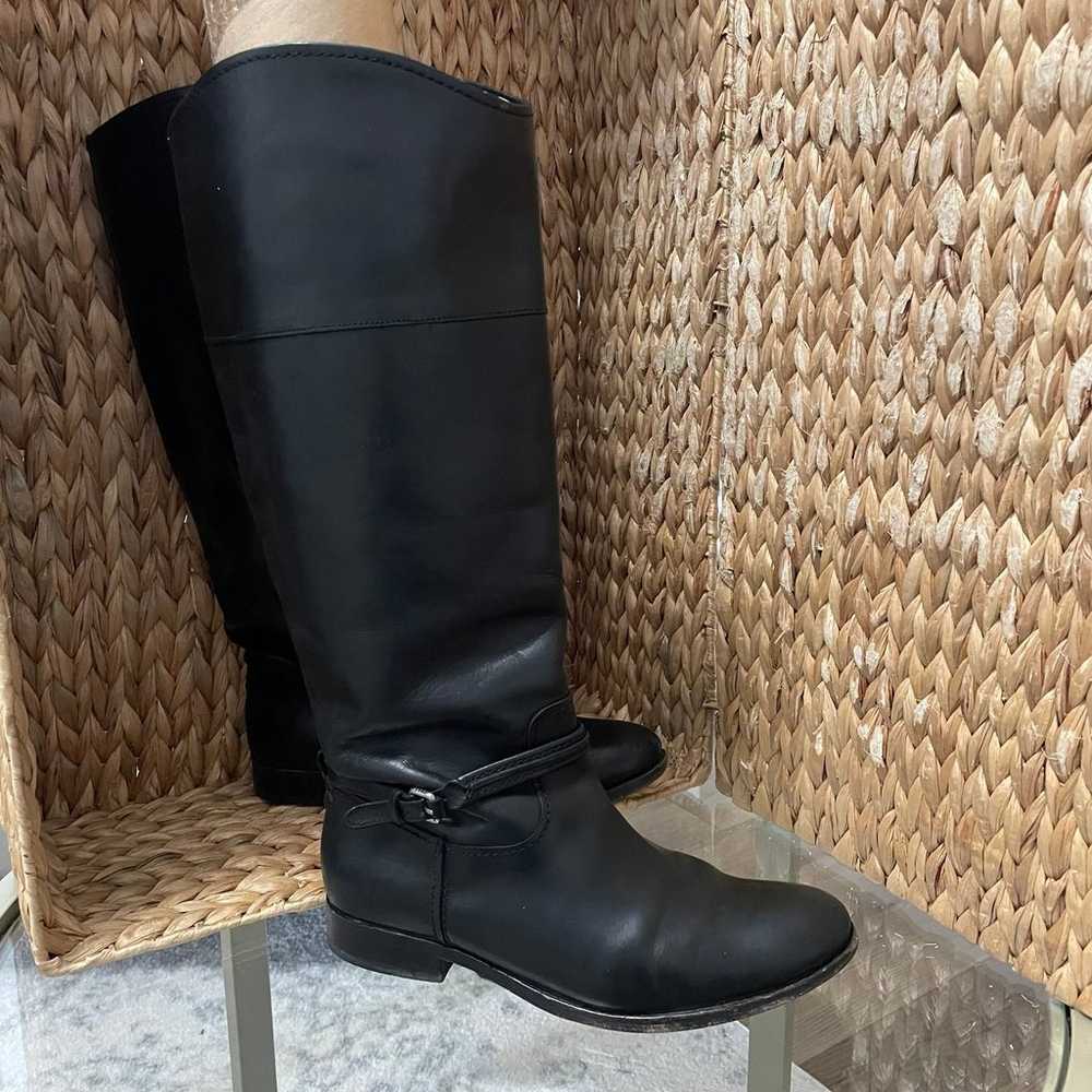 Frye Melissa Seam Black Tall Black Leather Boots - image 3