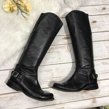 Sendra Black Leather Knee High Heel Boots size 7 - image 1