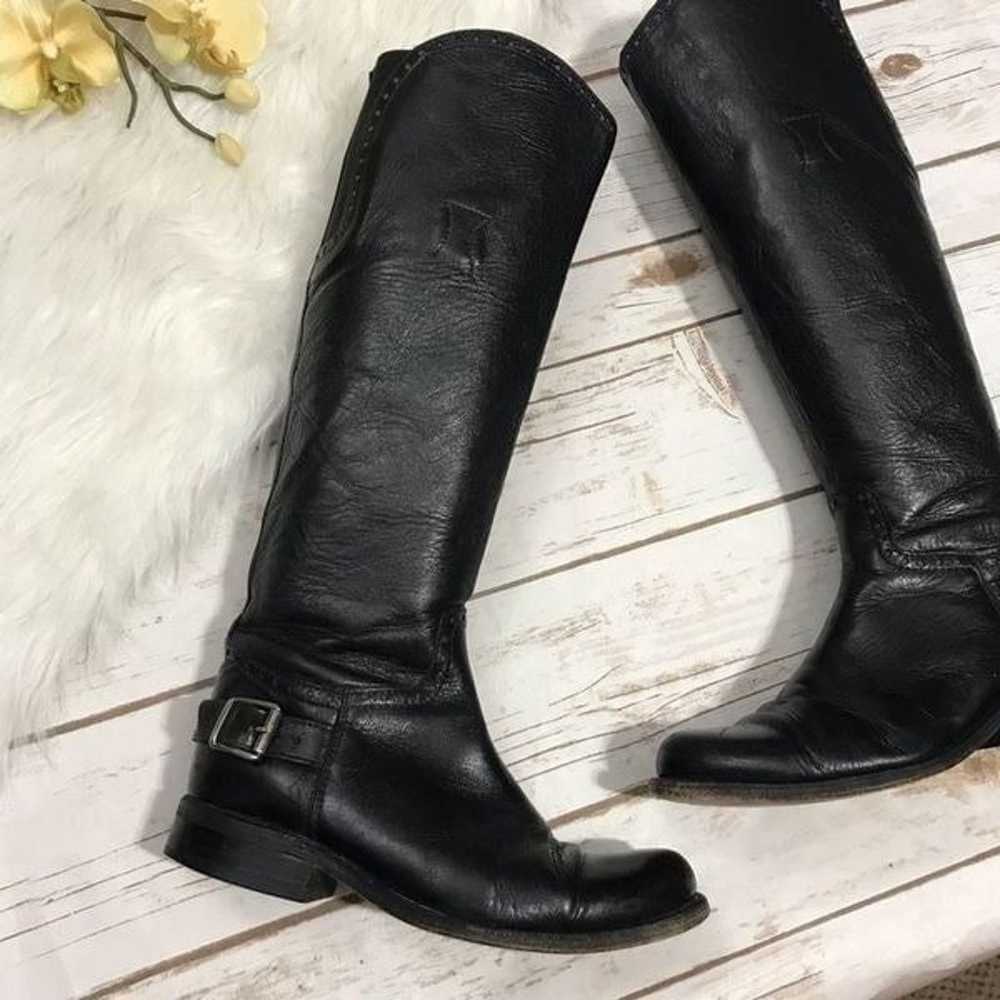 Sendra Black Leather Knee High Heel Boots size 7 - image 3