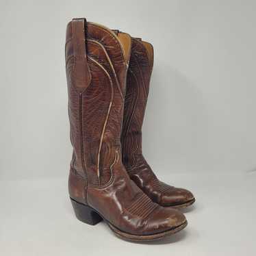 Lucchese Boots Womens 6B Brown Leather Western Ro… - image 1