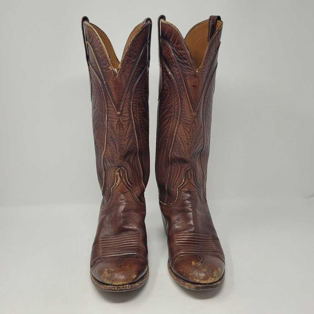 Lucchese Boots Womens 6B Brown Leather Western Ro… - image 3