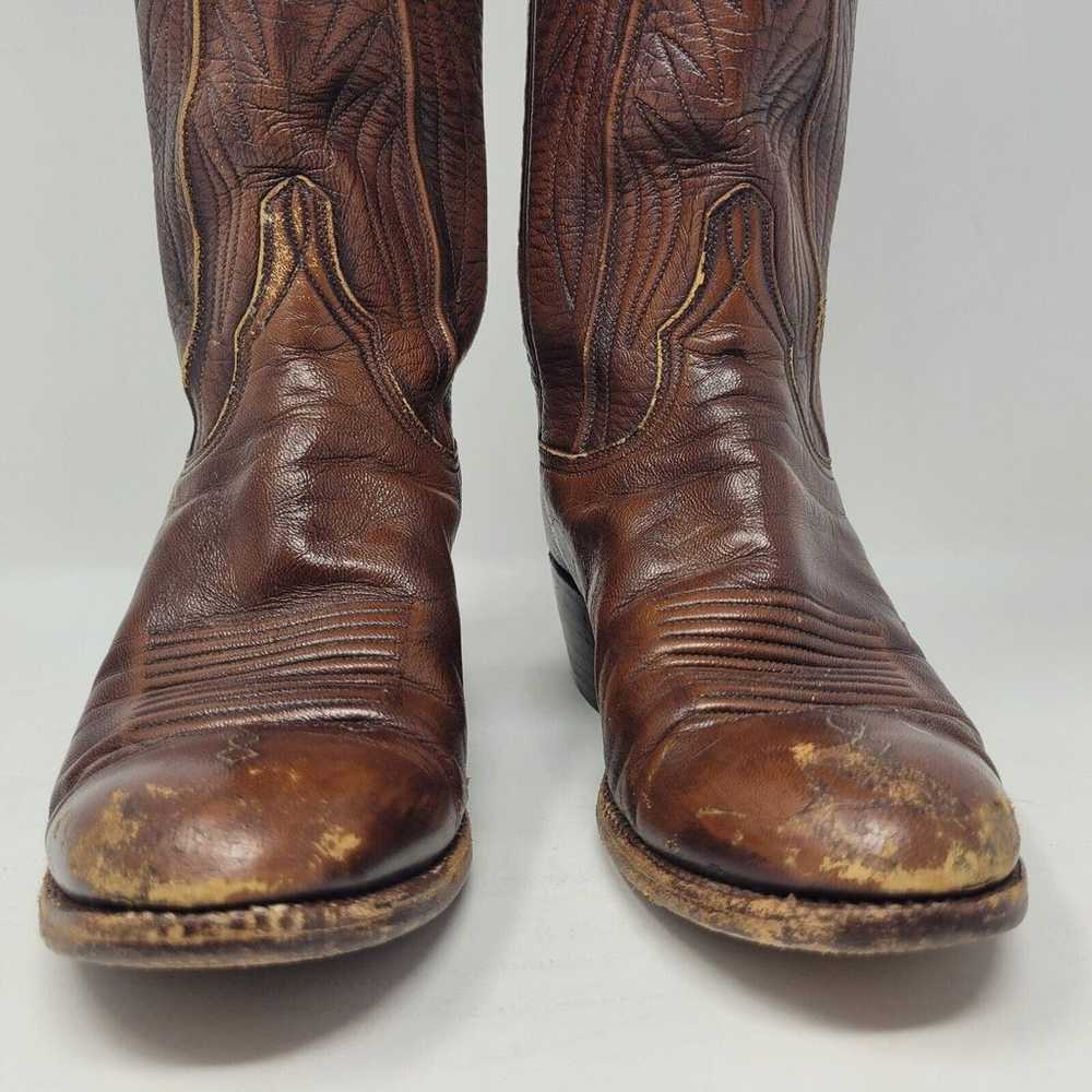 Lucchese Boots Womens 6B Brown Leather Western Ro… - image 6