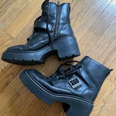 Vintage Platform Leather Skechers Combat Boots - image 1