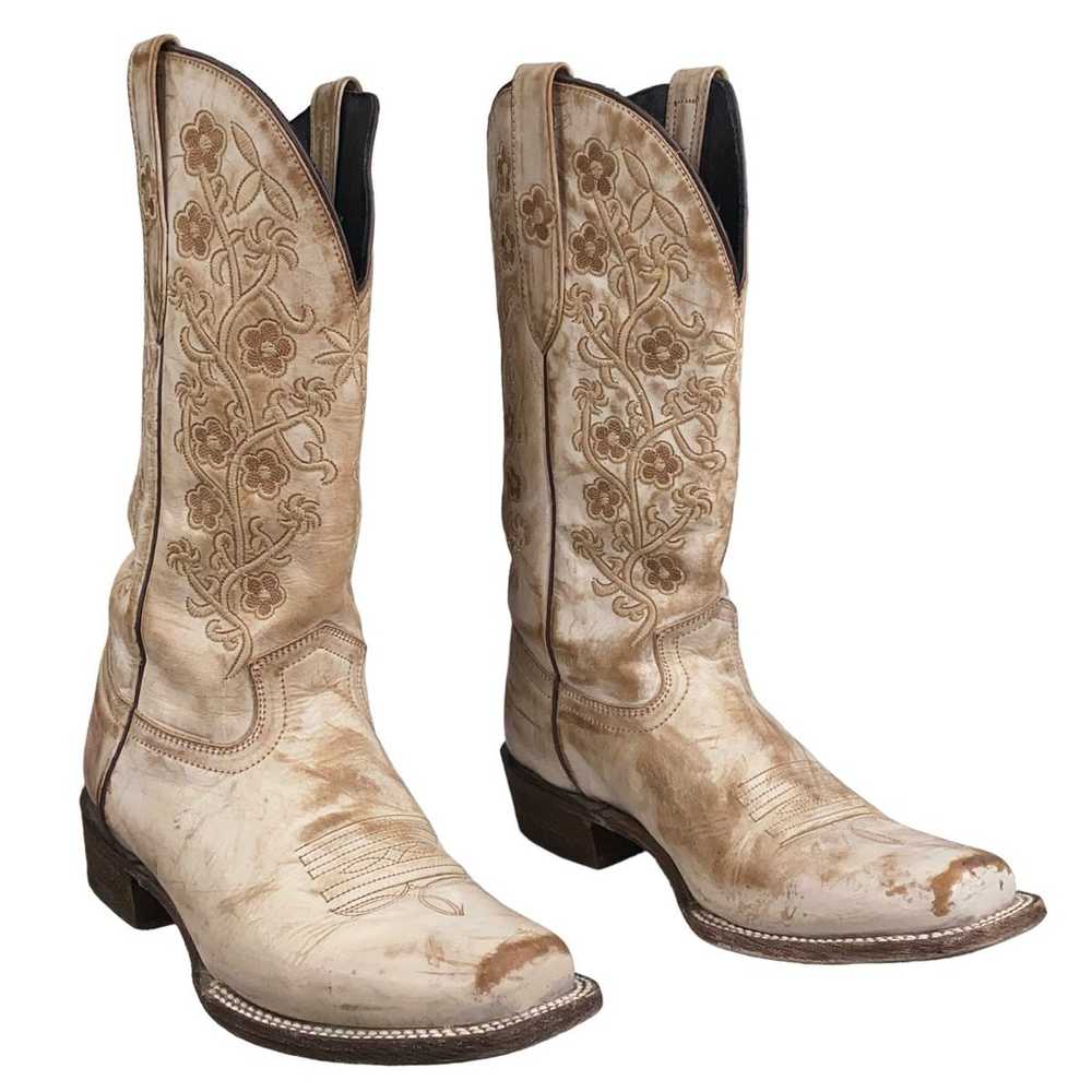 J.B Dillon Women's Cream Brown Floral Distressed … - image 5