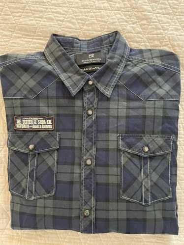 Scotch & Soda Blackwatch Plaid Snap Front Workshir