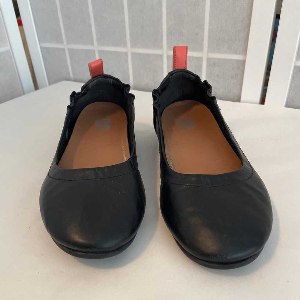 FitFlop Allegro Soft Leather Black Ballet Flats W… - image 3