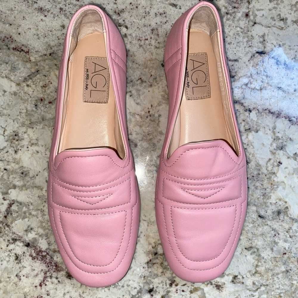 $408 AGL Italy Soft Pink Leather Loafers EUC size… - image 3