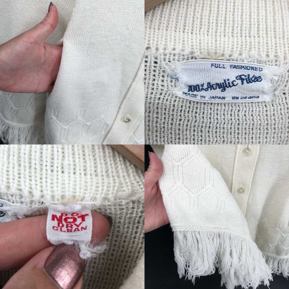 Vintage Vintage Unbranded white Knit Poncho sweat… - image 4