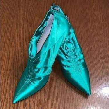 Zara Woman green satin heels