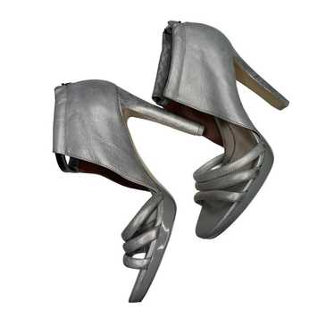BCBGMAXAZRIA Silver strappy leather heels - size 8