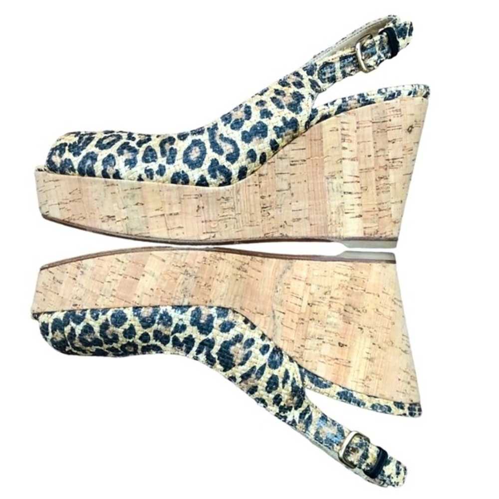 Stuart Weitzman Jean leopard print peep toe cork … - image 7