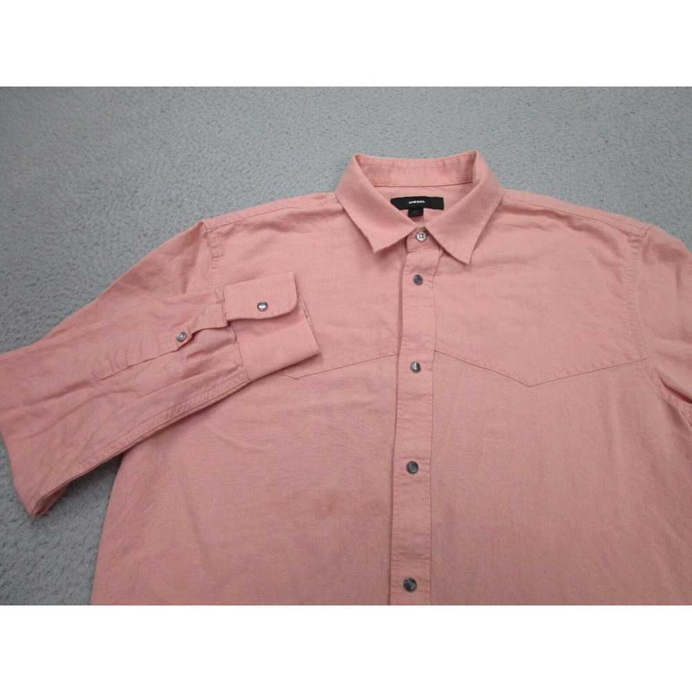 Diesel Diesel Shirt mens S Pink Linen Blend Pearl… - image 3