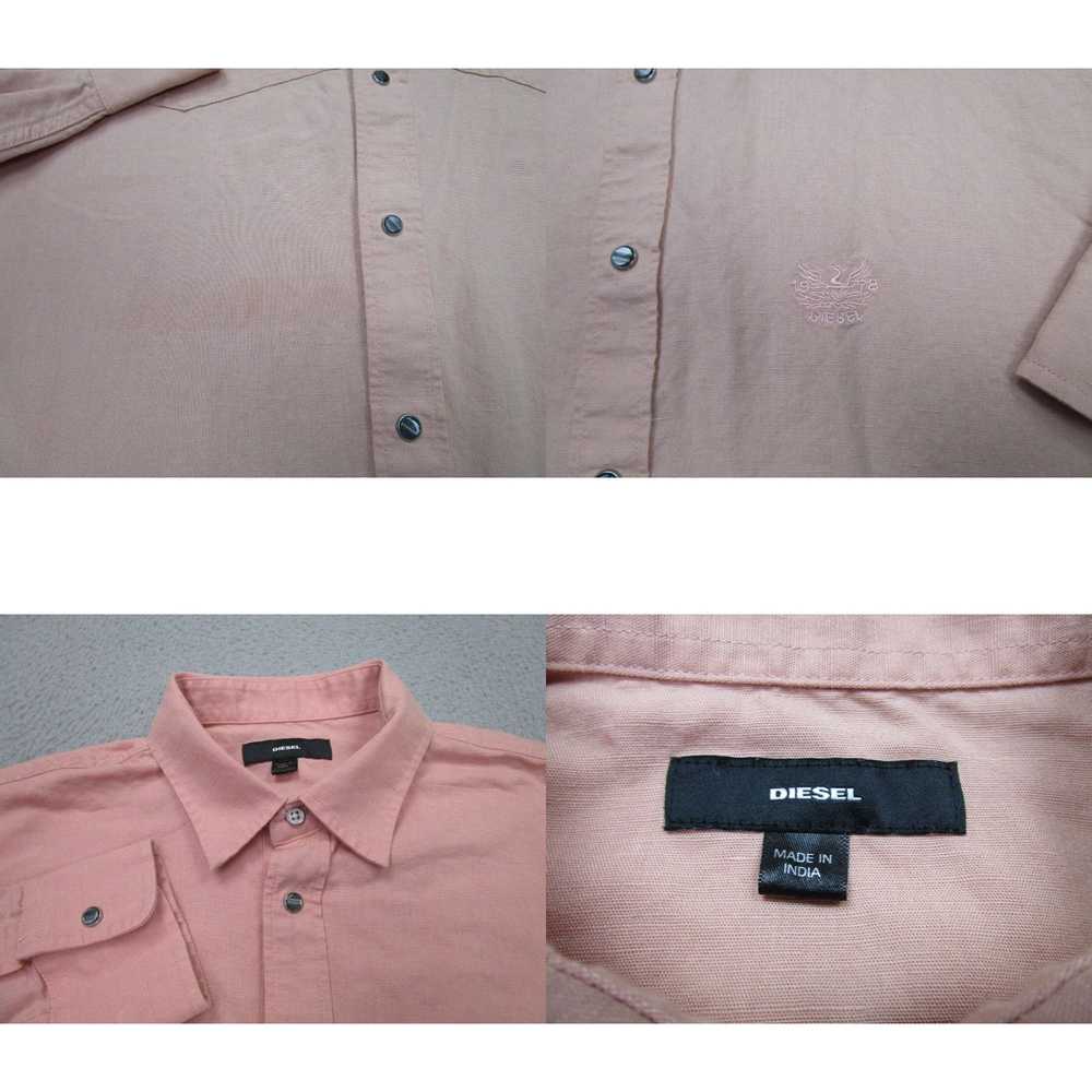 Diesel Diesel Shirt mens S Pink Linen Blend Pearl… - image 4