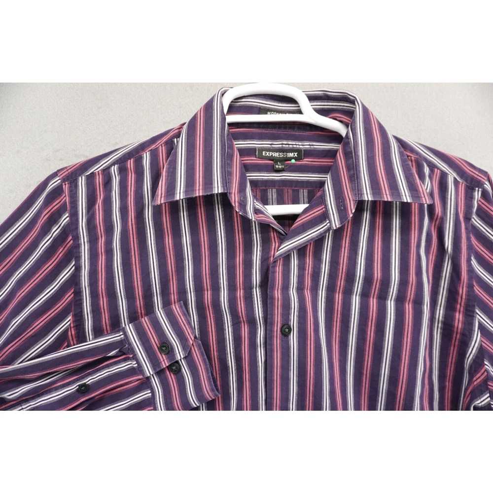 Express Express 1MX Shirt Mens L Purple Striped M… - image 1
