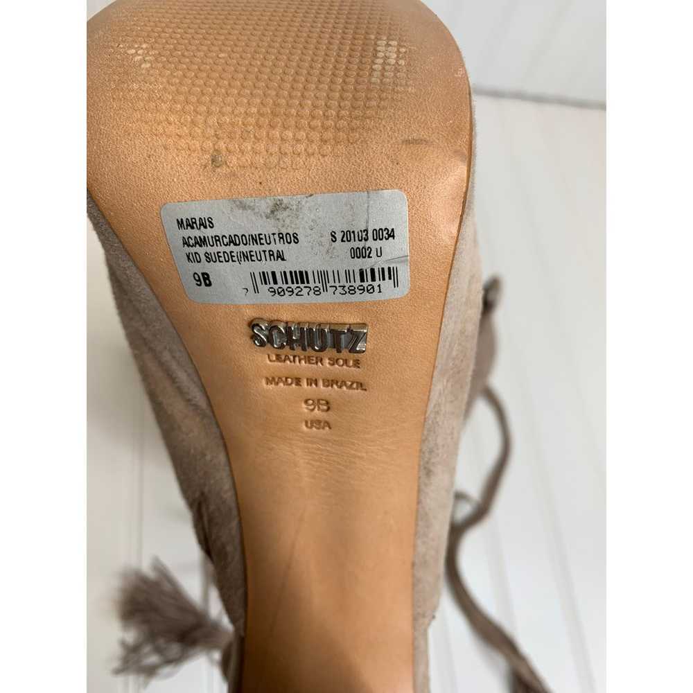 Schutz Marais Platform Sandal Nude Suede Tassel W… - image 7