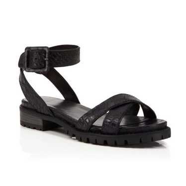 Stuart Weitzman Annexlo Black Croc Sandal Shoe Str