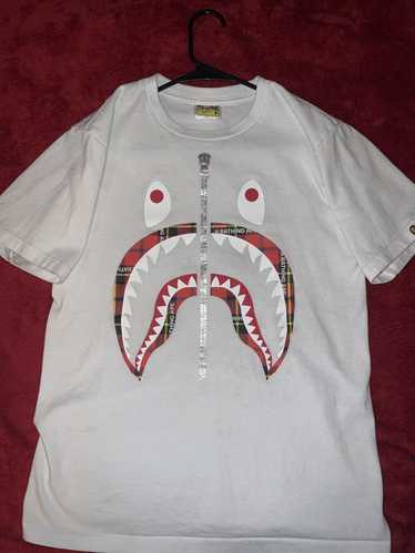 Bape Bape Check Logo Shark Tee