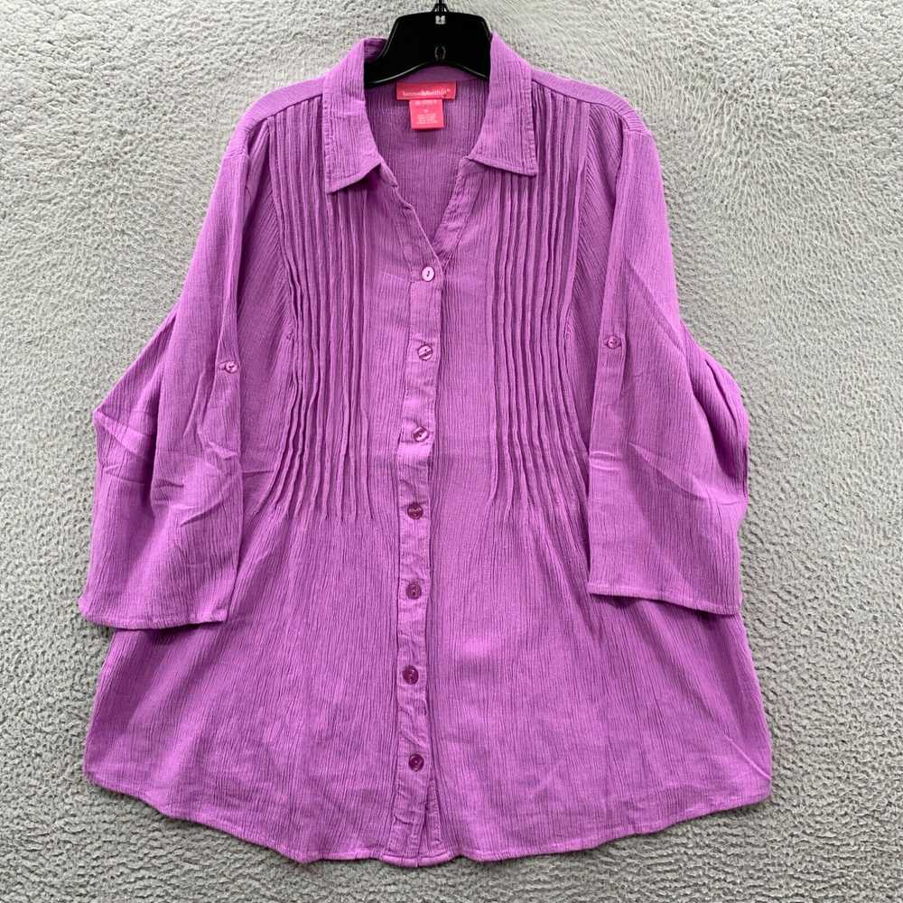 Vintage Woman Within Shirt Womens 1X Button Up Bl… - image 1