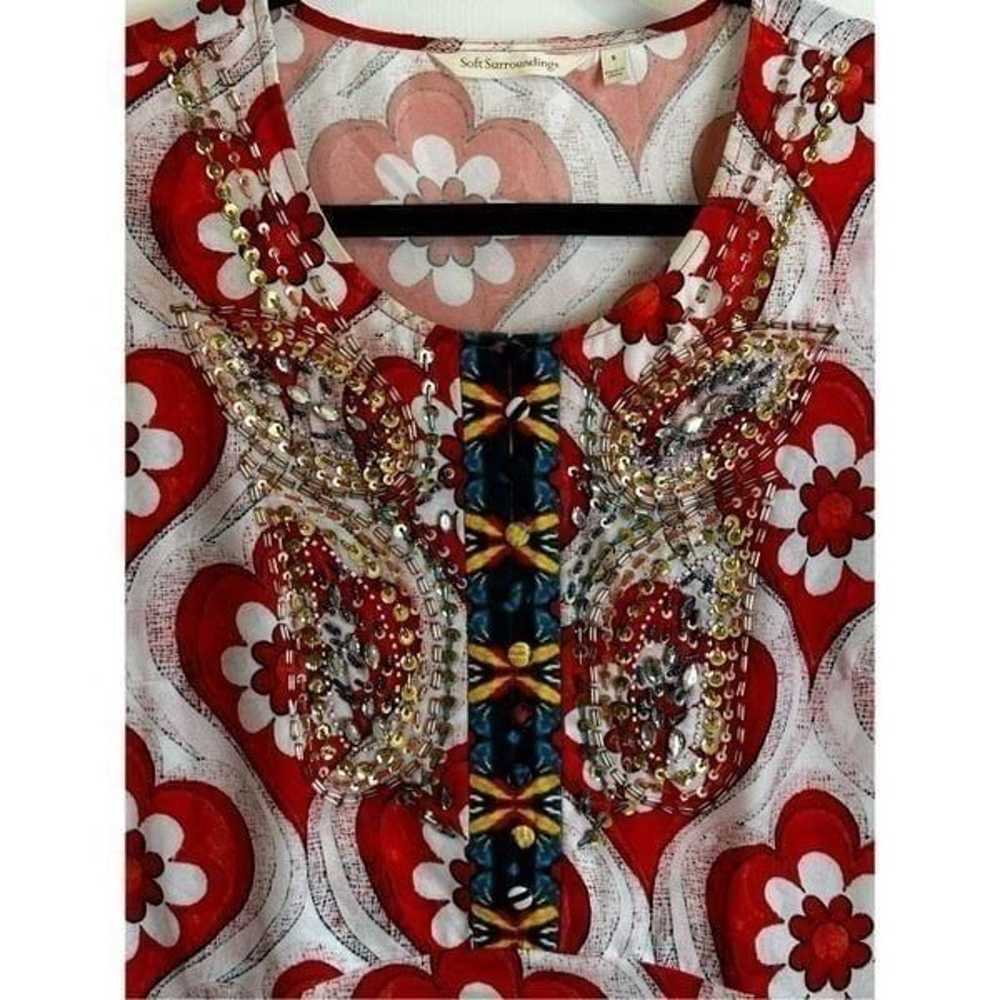 Soft Surroundings print and jeweled dress Size S - image 2