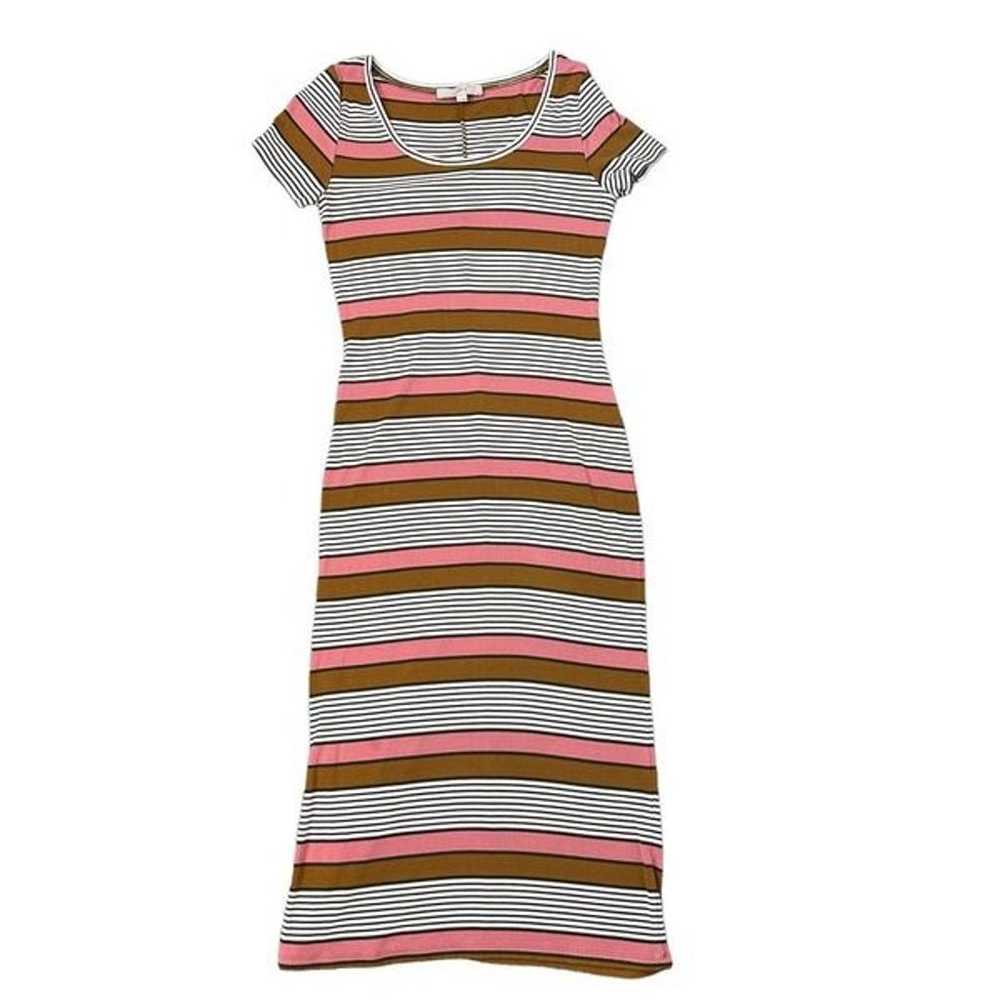 LOFT Striped Scoop Neck Ribbed Knit Midi Dress St… - image 10